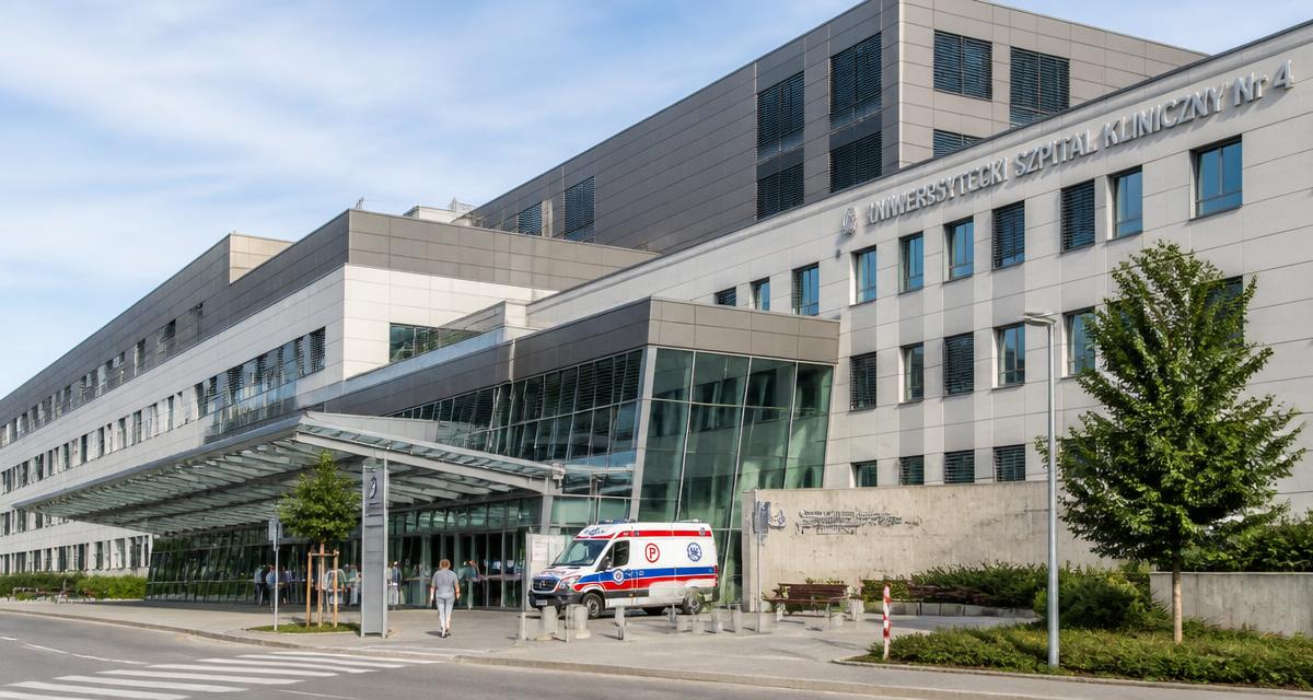 Uniwersytecki szpital kliniczny w Lublinie z podjazdem dla karetek
